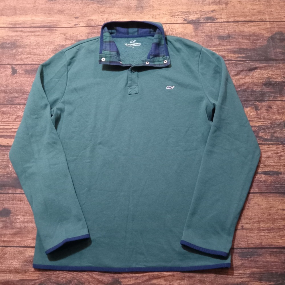 Vineyard Vines 1/4 Snap Long Sleeve Pullover‎ Mock Neck Men's Small Green